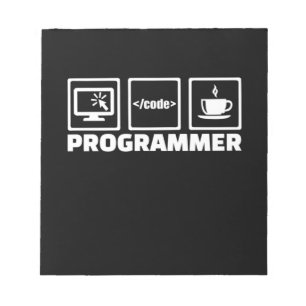Bloc-note Programmeur Écrire Code Et Boire Café