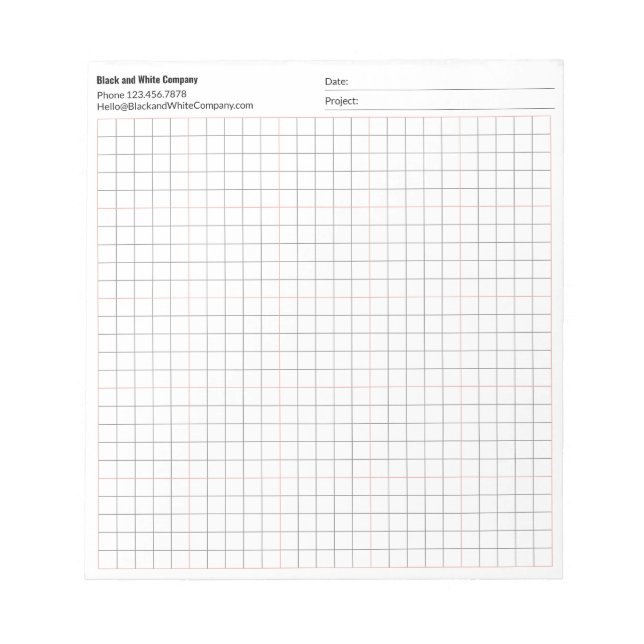 Bloc-note Projet de la société Tradesman Date Grille 5x5 Gra (Devant)