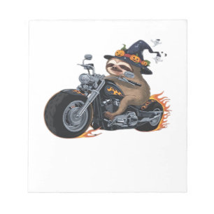 Bloc-note Promenade de moto de paresseux effrayant Halloween