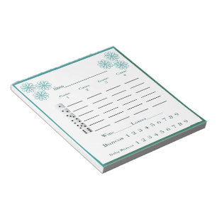 Bloc-note protection de score de bunco - fleurs