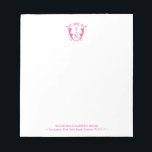 Bloc-note Pseuses-notes personnalisées Fuchsia rose<br><div class="desc">Ces blocs-notes personnalisés sont dotés d'une crête monogrammée rose fuchsia. Utilisez les champs modèle pour ajouter votre monogramme et votre texte personnalisés. Commandez de petites quantités ou des commandes en vrac. Un joli ensemble de papeterie personnalisée pour les femmes ou à utiliser comme mariage, merci note. Pour voir d'autres designs...</div>