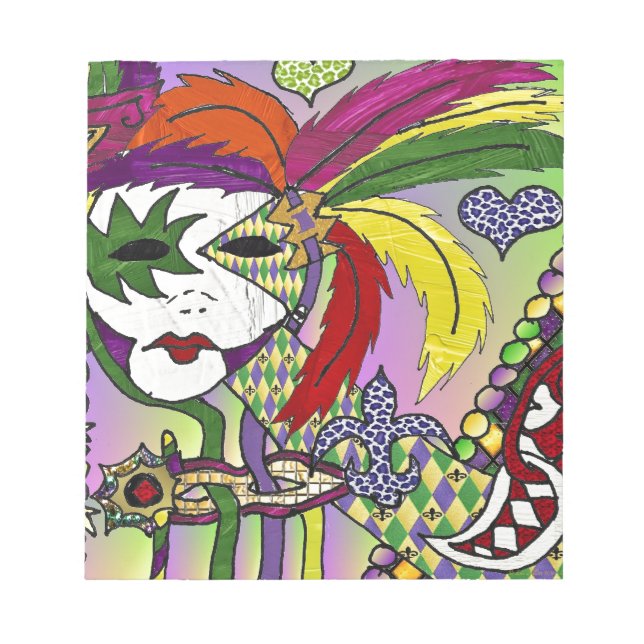 Bloc-note Psychedelic Mardi Gras Feather Mask (Devant)