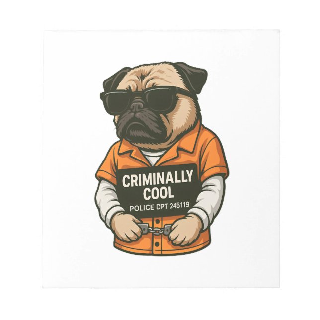 Bloc-note Pug incroyablement cool � Création drôle de chien  (Devant)