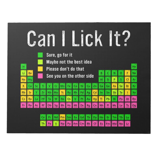 Bloc-note Puis-je le Lick Table périodique Enseignant Enfant (Devant)