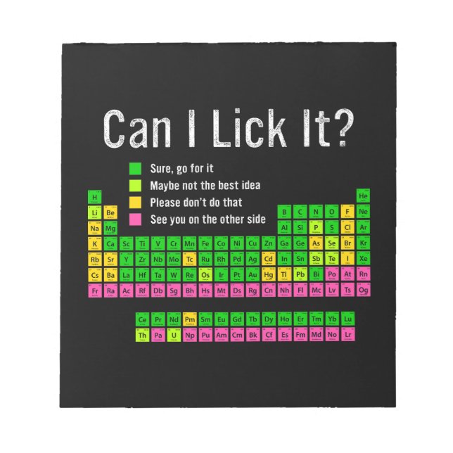 Bloc-note Puis-je le Lick Table périodique Enseignant Enfant (Devant)