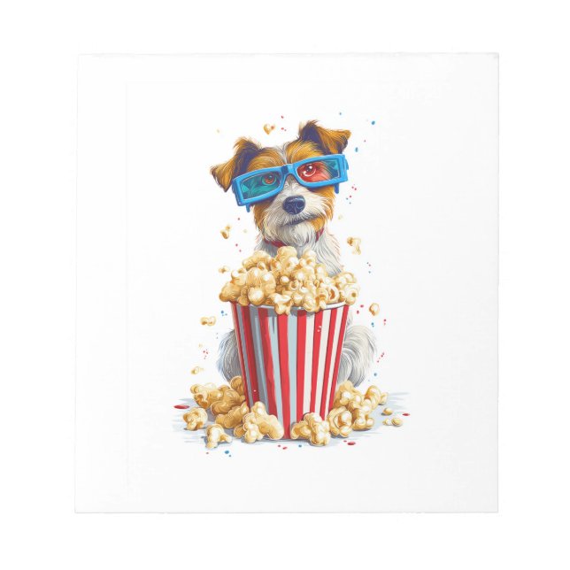 Bloc-note Pup Popcorn � Chien de soirée cinéma (Devant)
