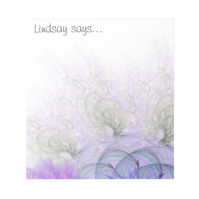 Bloc-note Purple Blue Lacy Abstrait Art Flower Personnalisé (Devant)