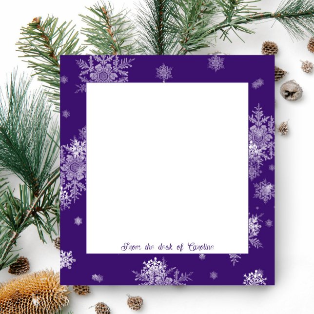Bloc-note Purple Christmas Snowflakes Notepad (Purple Christmas Snowflakes Personalized Notepad)