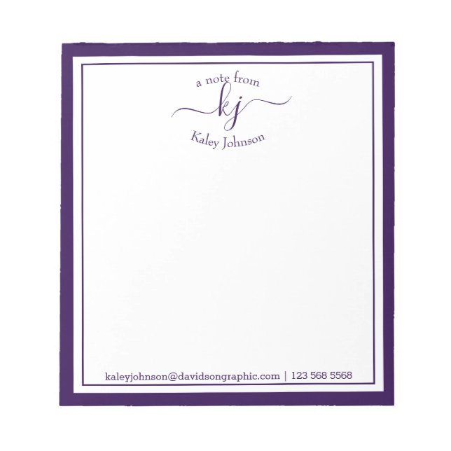 Bloc-note Purple Personalized | From The Desk Of Notepad (Devant)