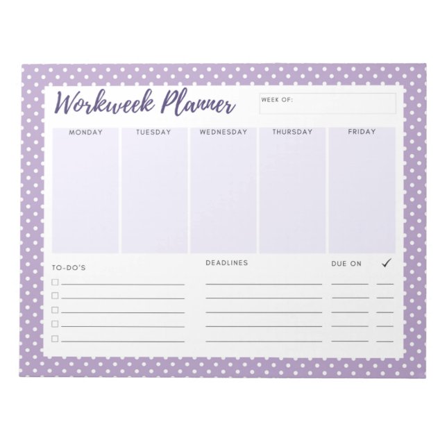 Bloc-note Purple polka dot Workweek Planner Notepad (Devant)