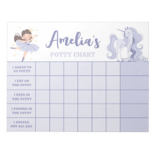 Bloc-note Purple Princess Potty Chart Personnalisé Nom Tâche