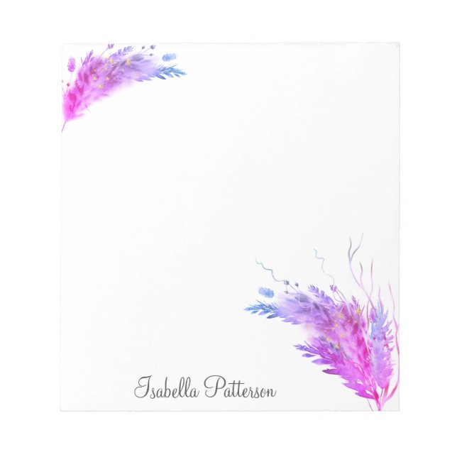 Bloc-note Purple rose moderne Boho Pampas Grass Folio (Devant)