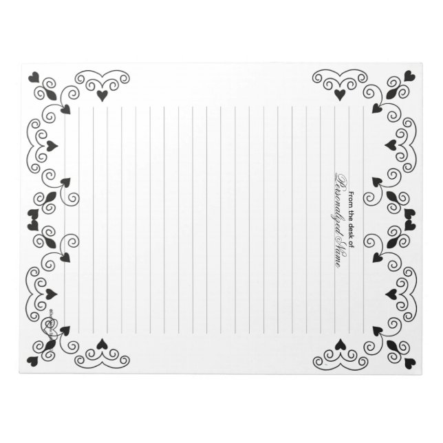 Bloc-note Queen of Hearts - Black Lined (Devant)