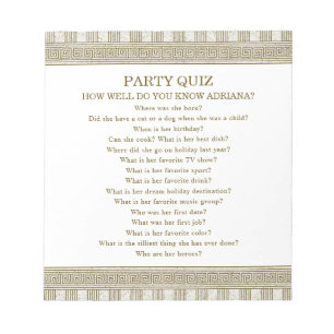 Bloc-note Quiz de soirée toge pas cher