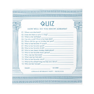 Bloc-note Quiz sur la fête de retraite budgétaire