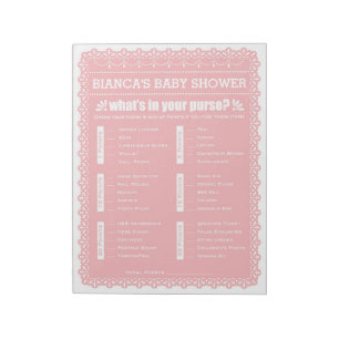 Bloc-note Quoi de neuf dans votre sac Pink Papel Baby shower