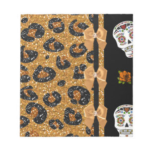 Bloc-note RAB Rockabilly Gold Leopard Print Sugar Skulls