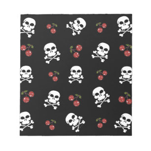 Bloc-note RAB Rockabilly Skuls et Cerises sur Noir