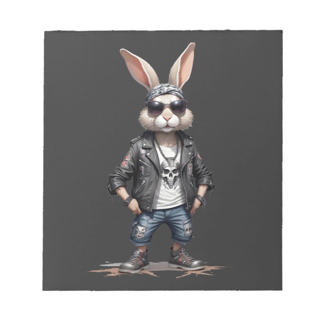 Bloc-note Rabbit Biker Rebel en cuir Jacket Cool Style (Devant)