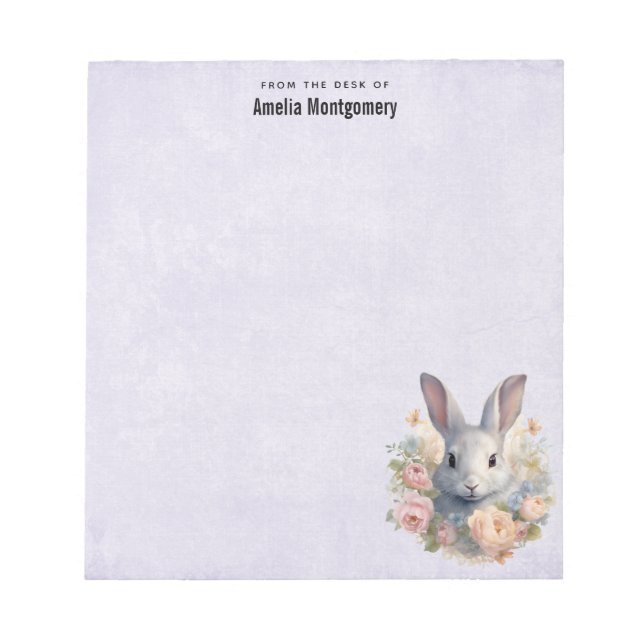 Bloc-note Rabbit Surrounded by Pastel Flowers Cute (Devant)
