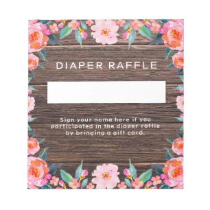 Bloc-note Raffle de couche florale rose rustique