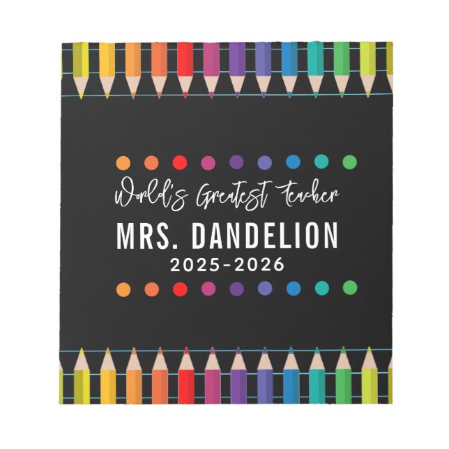 Bloc-note Rainbow Crayons Kindergarten Enseignant (Devant)