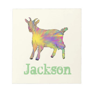 Bloc-note Rainbow Goat Colorée Animal Art Ajouter Un Nom Ja