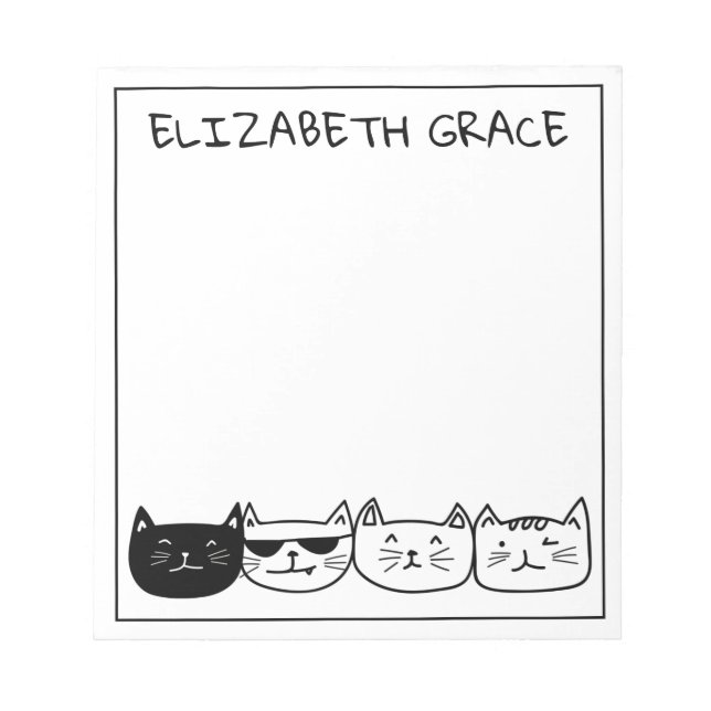 Bloc-note Rangée de chats noir et blanc personnalisée (Devant)