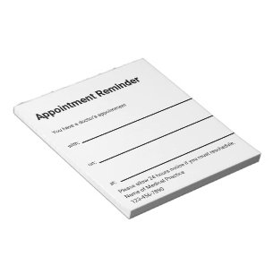 Bloc-note Rappel de rendez-vous médical Nom de l'entreprise