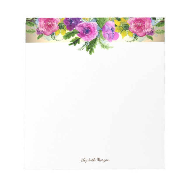 Bloc-note Rayure dorée élégante et stylée, Fleurs - Personna (Devant)