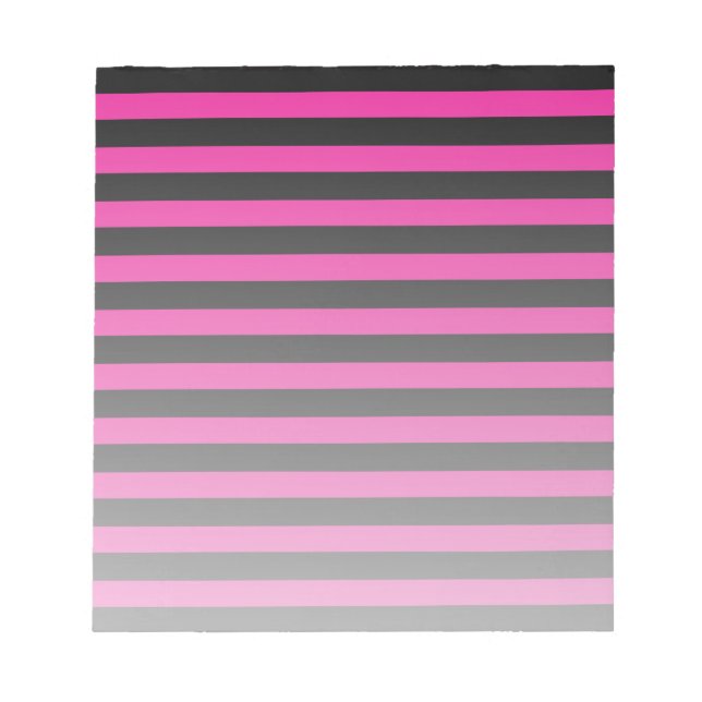 Bloc-note Rayures de bonbon fuchsia et noir (Devant)