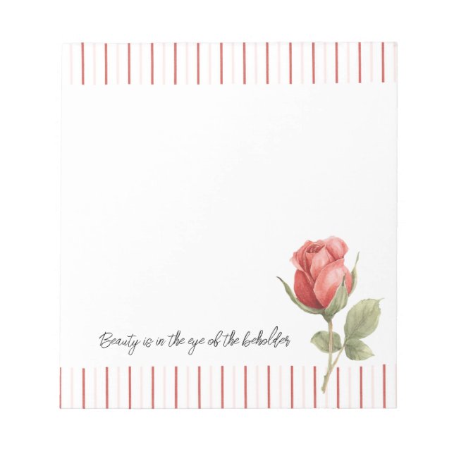 Bloc-note Rayures de rose rouge (Devant)