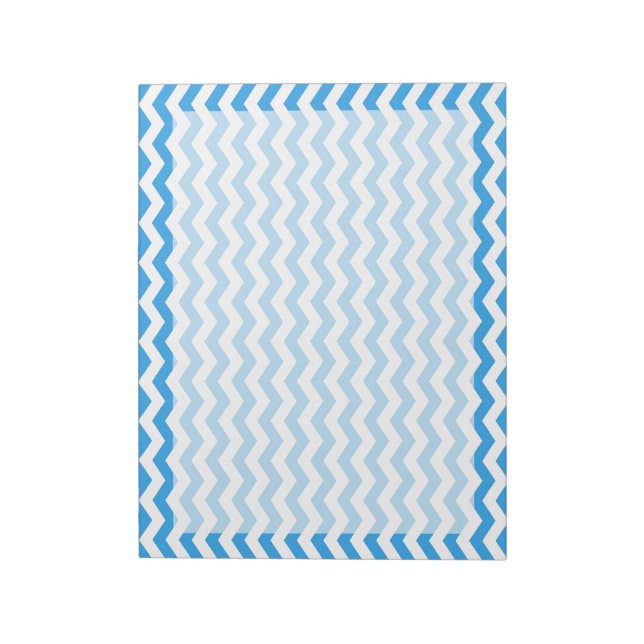 Bloc-note Rayures zigzag chevron bleu vif tendance. (Tourné)