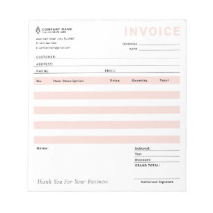 Bloc-note Réception de vente de facture d'entreprise moderne
