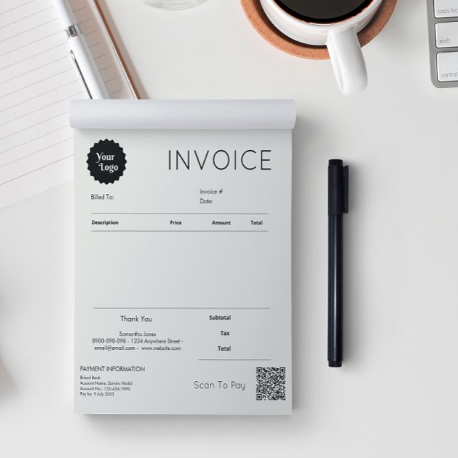 Bloc-note Réception de vente de facture minimale Petite entr (Minimalist Invoice Sales Receipt Small Business Notepad)