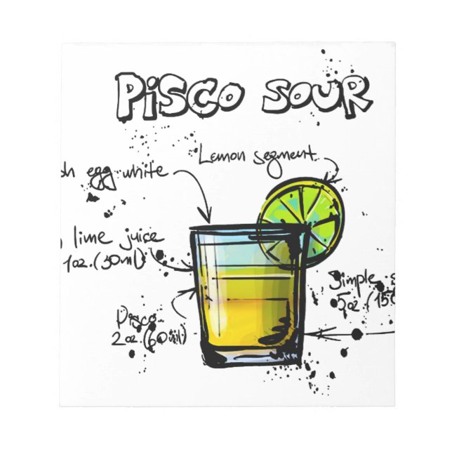 Bloc-note Recette de cocktail Pisco Sour (Devant)