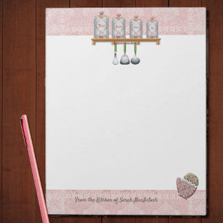 Bloc-note Recettes de cuisine chic rose Shabby