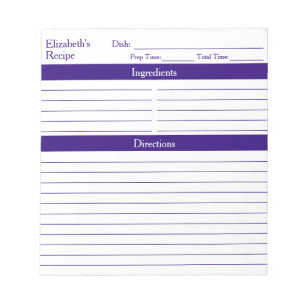 Bloc-note Recettes violettes épurées minimalistes modernes