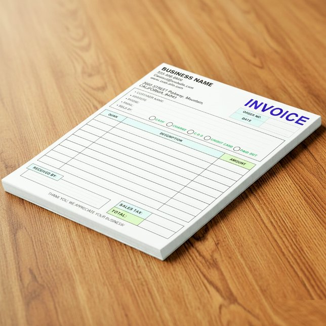 Bloc-note Reçu de facture de vente | Nom de l'entreprise / d (Custom Duplicate Sales Invoice Receipt Books)