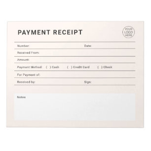 Bloc-note Reçu de Paiement Logo d'Entreprise