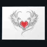 Bloc-note Red Angel Coeur avec ailes<br><div class="desc">Coeur rouge peint de façon artistique avec ailes d'ange gris,  décoré de contour lisse noir.</div>