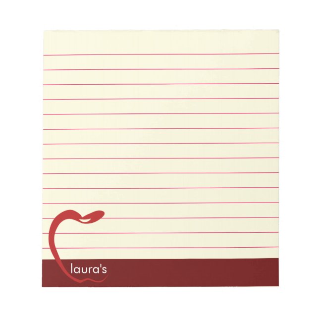 Bloc-note Red Apple Enseignant Personnalisé Lignes Classique (Devant)
