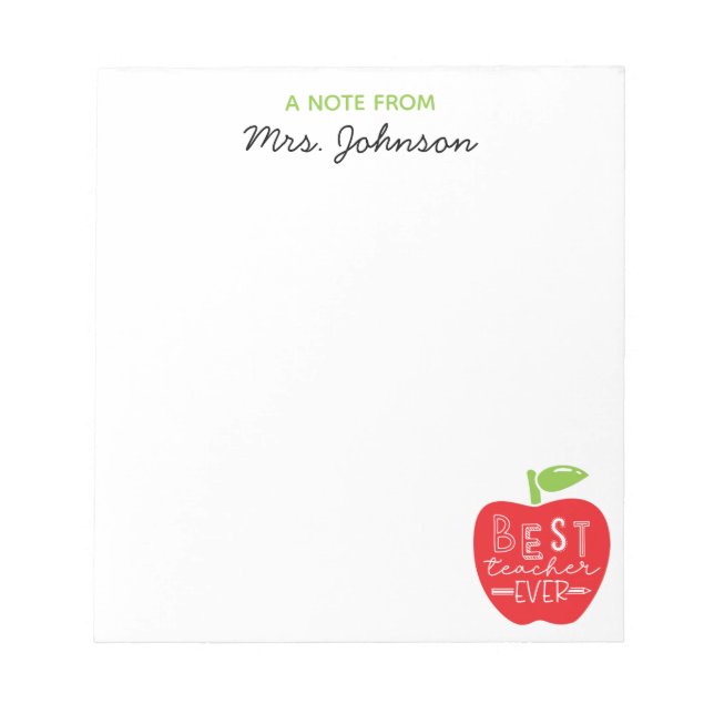 Bloc-note Red Apple Pencil Meilleur enseignant jamais person (Devant)