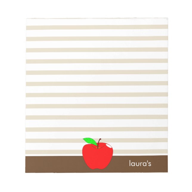 Bloc-note Red Apple Teacher Lignes Brown personnalisées Bloc (Devant)