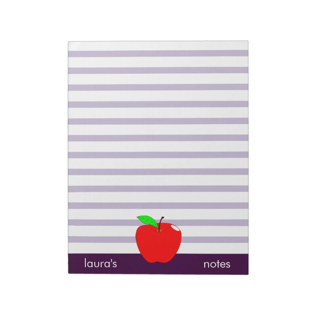 Bloc-note Red Apple Teacher Lignes pourpres personnalisées (Tourné)