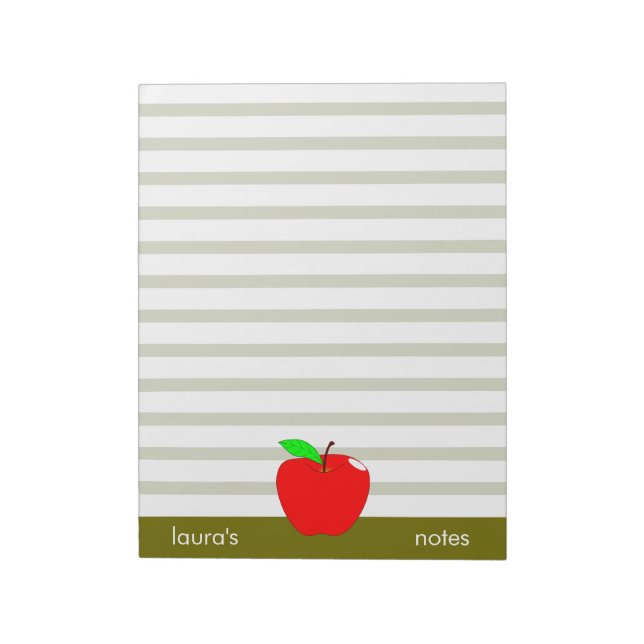 Bloc-note Red Apple Teacher Lignes vertes personnalisées (Tourné)