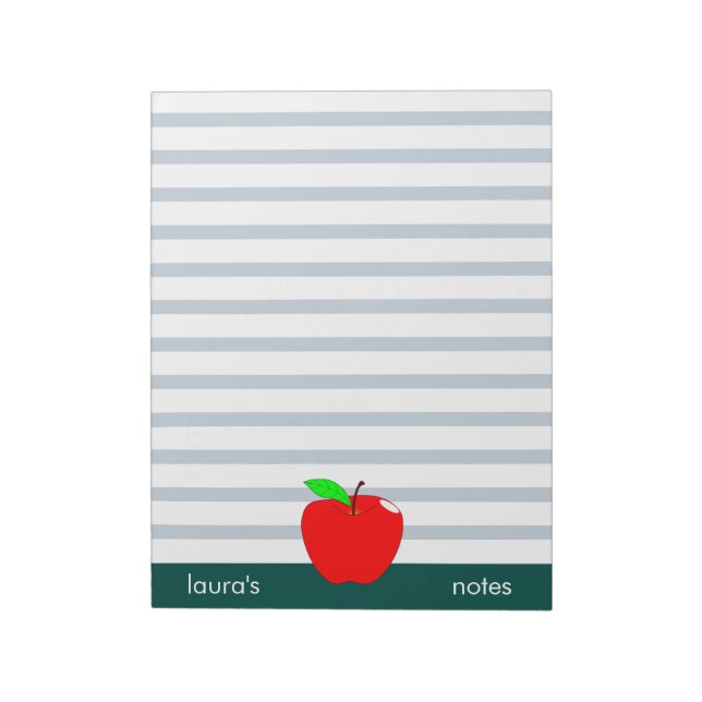 Bloc-note Red Apple Teacher Lignes vertes personnalisées (Tourné)