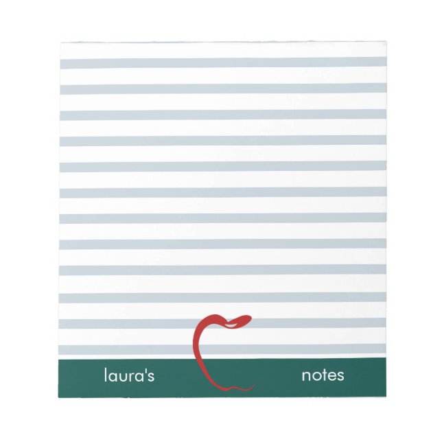 Bloc-note Red Apple Teacher Lignes vertes personnalisées (Devant)