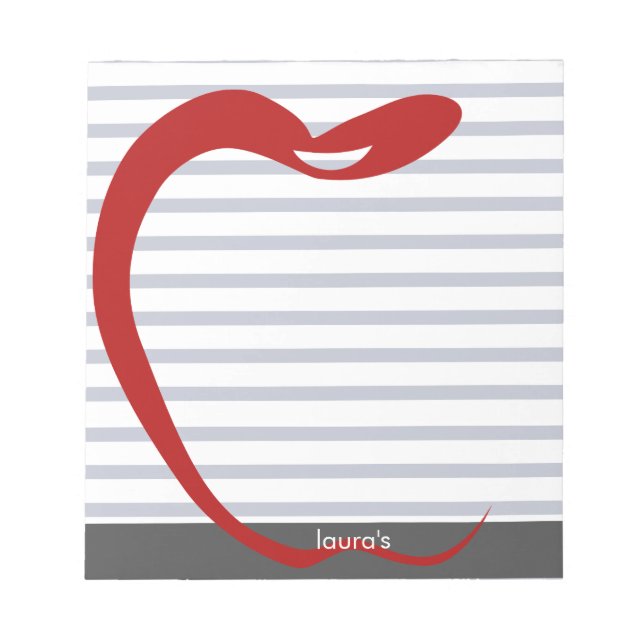 Bloc-note Red Apple Teacher Personnalisé Gris lignes Memopad (Devant)