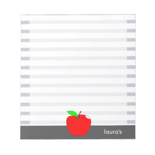 Bloc-note Red Apple Teacher Personnalisé Gris lignes Memopad